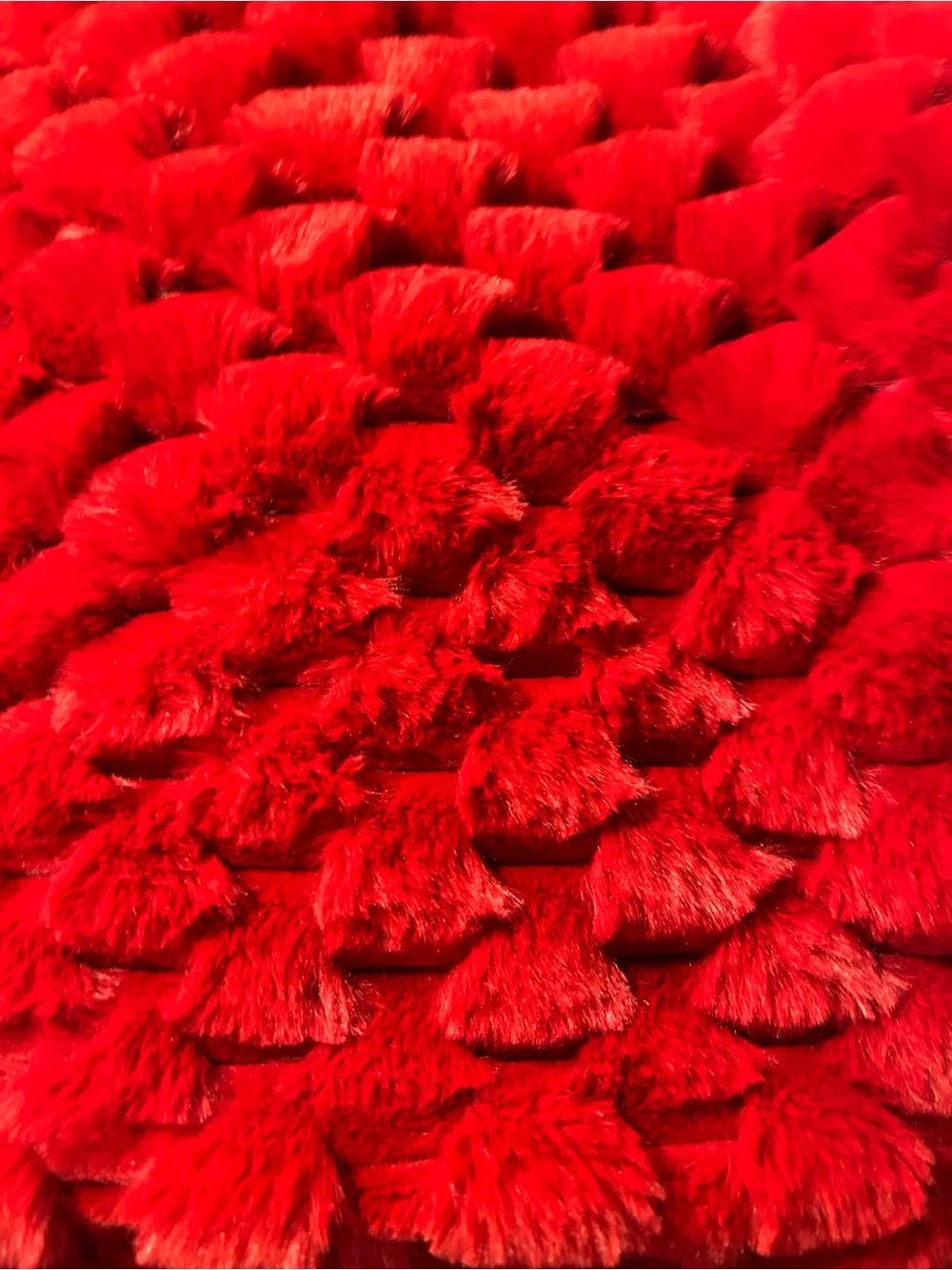 Rachel Zoe Red Plush Faux Fur Throw Blanket